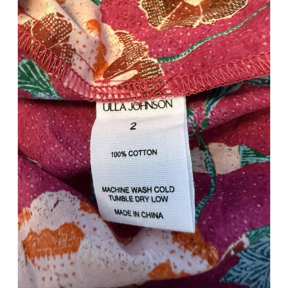 Ulla Johnson Vika Midi Dress Size 2 Ruby Floral Cotton Poplin Puff Sleeve NWT - Picture 13 of 14